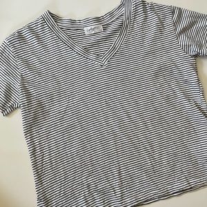 CJLA Black and White Striped V Neck Boxy Tee